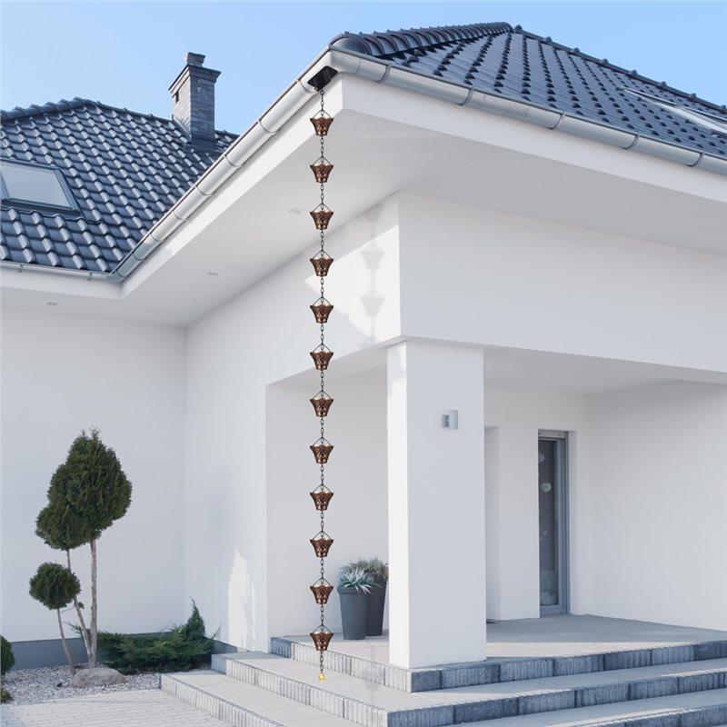 A25F-Rain Chains For Downspouts Copper Rain Catcher Chain With Cups Decorative Replacement For Gutters Outside