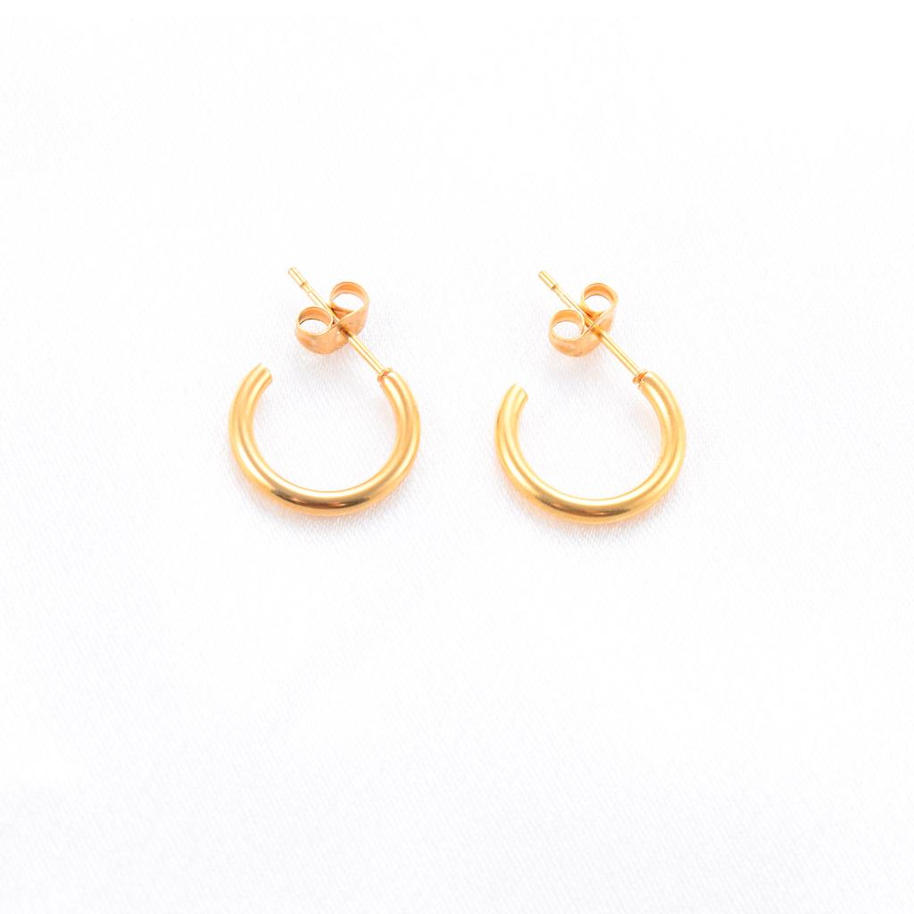 15/20mm Minimalist Stainless Steel Round Circle Loop Earrings for Women Smooth C Shape Hoop Huggie Ear Jewelry Accessories