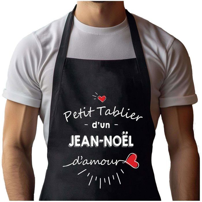 Tablier de cuisine - Jean-Noël d'amour - Noir - Coton - Impression bretonne