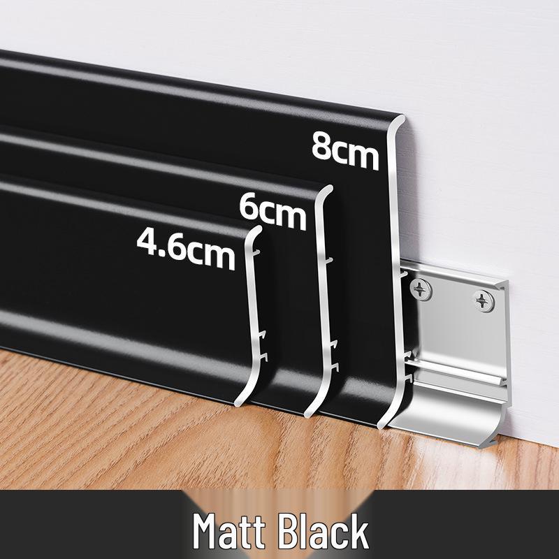 

Ultra-Narrow Aluminum Alloy Skirting Board with Round Arc Design (Black, 4/6/8cm) 1 Connector