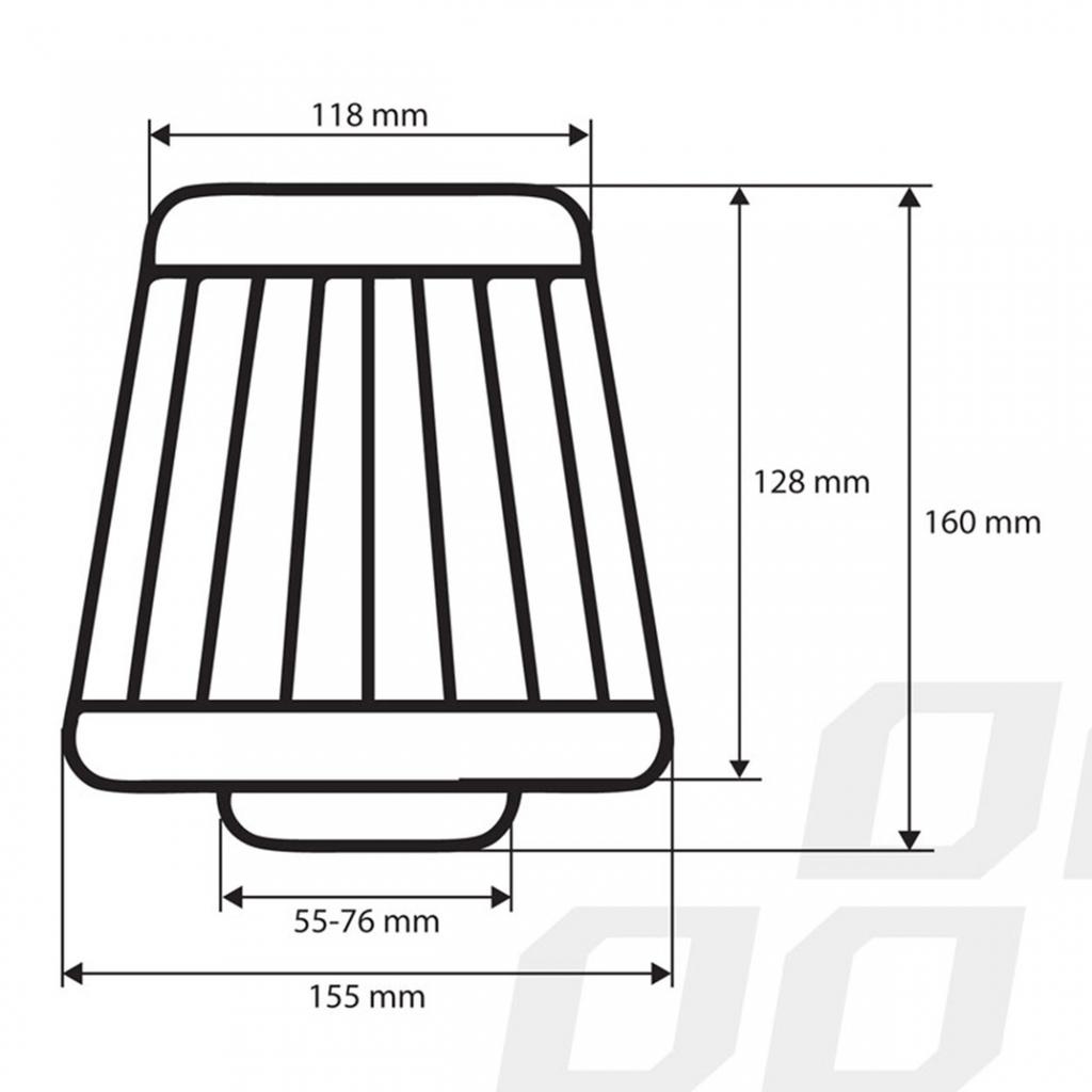 Conical Air Filter Universal Black + 3 Adapters Amio-02546