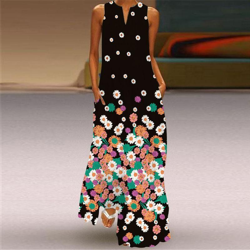3D Three-Dimensional Print Dress Red Flower Tall Sleeveless Dress Beach Travel Photo Beach Dress