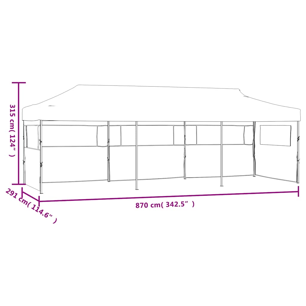Folding Party Tent Pop Up with 5 Side Walls 3 X 9 M Blue