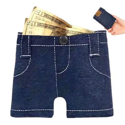 Faltbare Kurze Jeans Geldbörse Retro Jeans Kartenetui Bargeld Münzbörse mit Mehreren Kartenfächern Fächern Geschenk für Männer Frauen