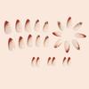 Almond Gold Line French Nail Stickers - Coffee & Leopard Print Fake Nails