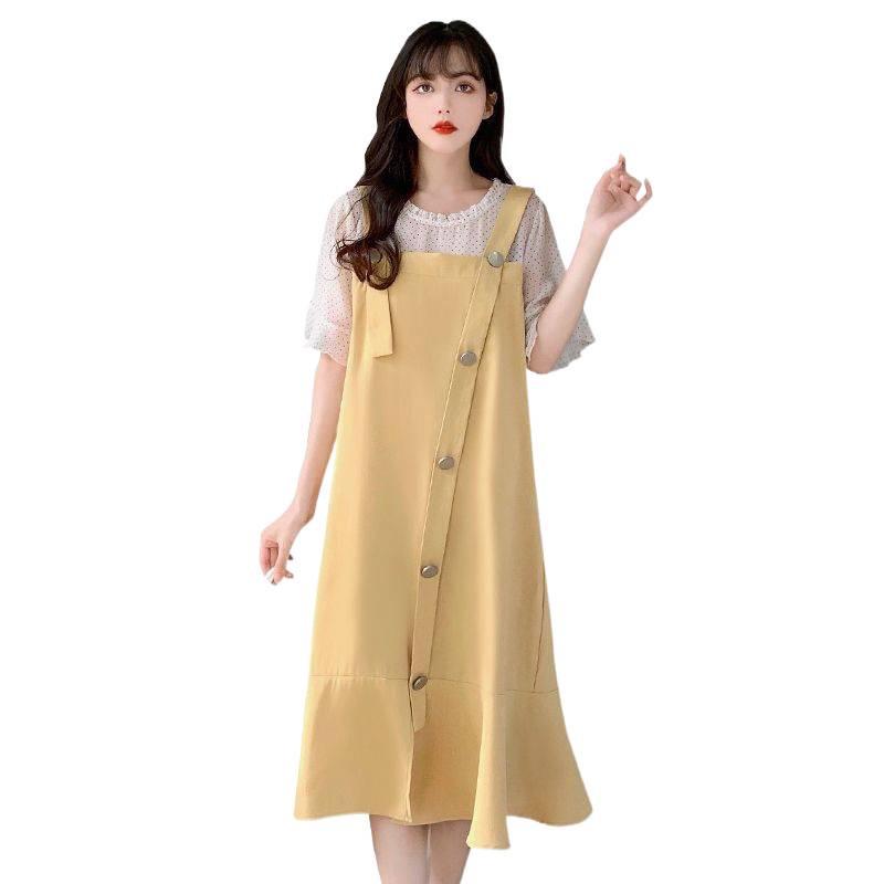 Plus Size Women's Summer 2026 Chiffon Patchwork Two-Piece Design Dress