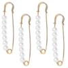 MXLA 4Pcs Pearls Beaded Safety Pin Decorative Waistband Adjusters Clip for Jeans