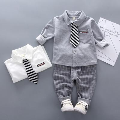 Chlapecký podzimní oděvní oblek Baby Gentleman Chlapecká košile s kravatou + Kalhoty Batole Chlapecké oblečení Sada oblečení pro chlapečky