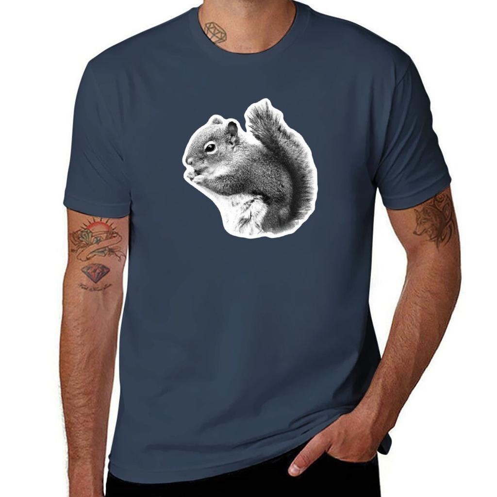 Cute Squirrel Munching TShirt Breathable Mesh Panel TShirt