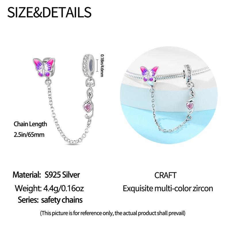 New Copper Flower Heart Bird Leaves Star Safety Chain Beads Bead Fit Bracelet Snake Chain Charms Beaded Women Gift