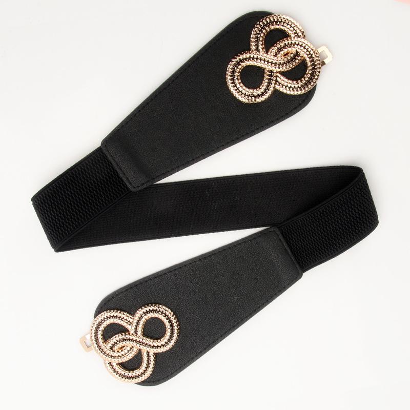 Ladies Elastic Belt Retro Twist Buckle Court Wide Waist Seal With Skirt Coat Decorative Belt
