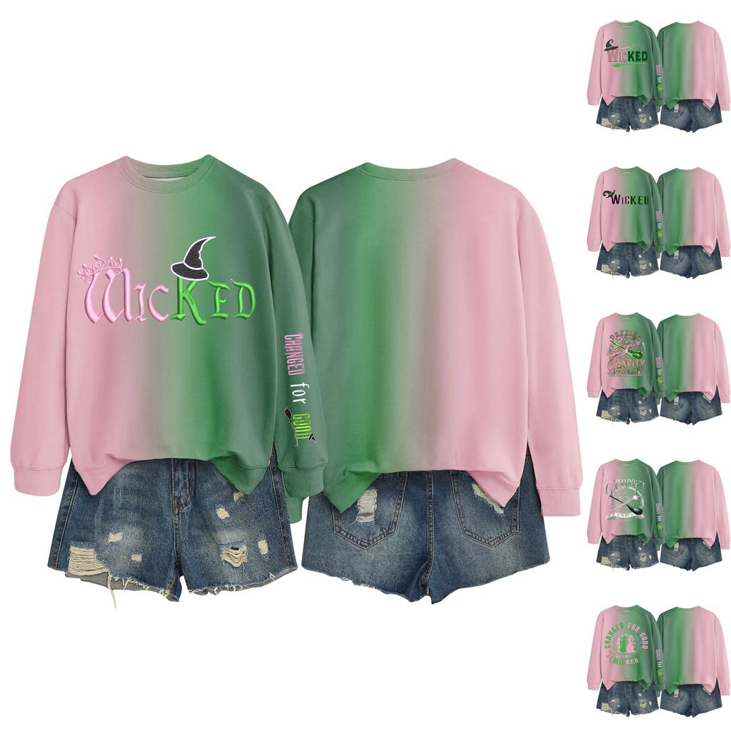 Women's Casual Fashion Printed Long Sleeve O-Neck Pullover Top Blouse