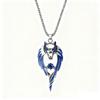 Blue Wolf Pendants Exaggerated Chain Necklace for Women Unisex Punk Style Personality Animal Drop Unique Design Neck Jewelry