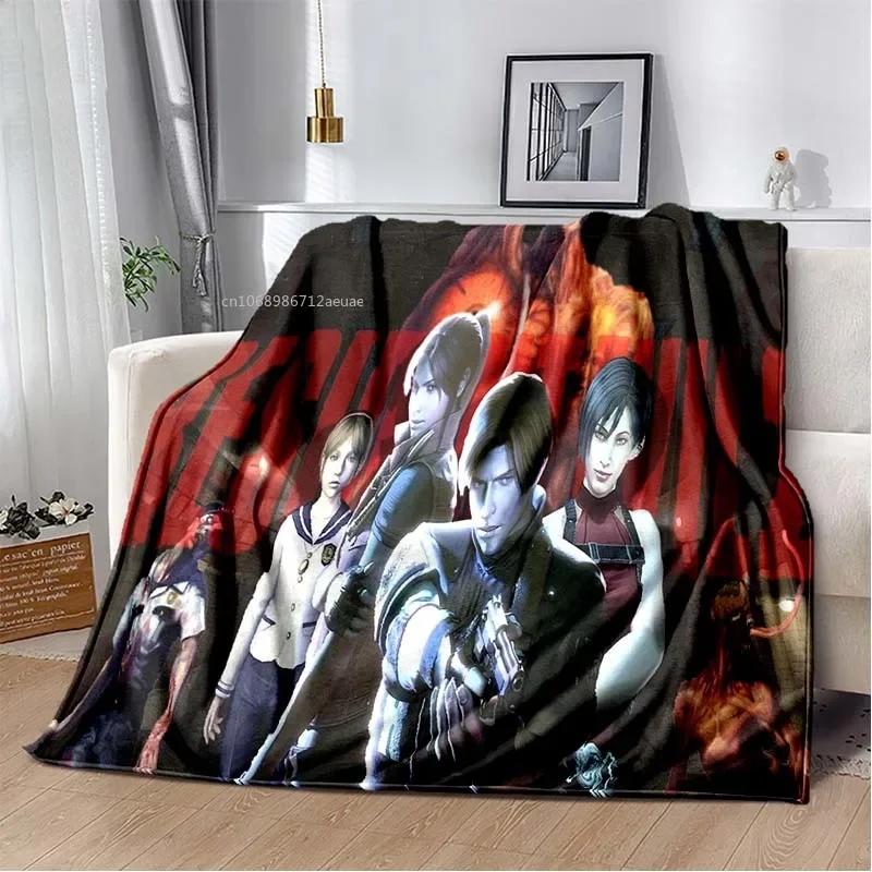 R-Resident Evil Game Gamer Soft Plush Blanket Leon Ada Red Umbrella Blanket for Living Room Bedroom Bed Sofa Picnic Office Cover
