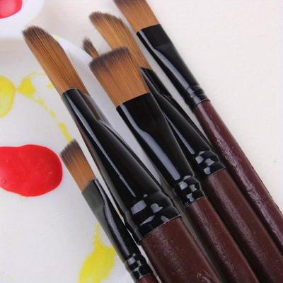 12 Stück Nylon Öl Aquarell Pinselstift Set Holzgriff Für Öl Acryl Malerei Kunst