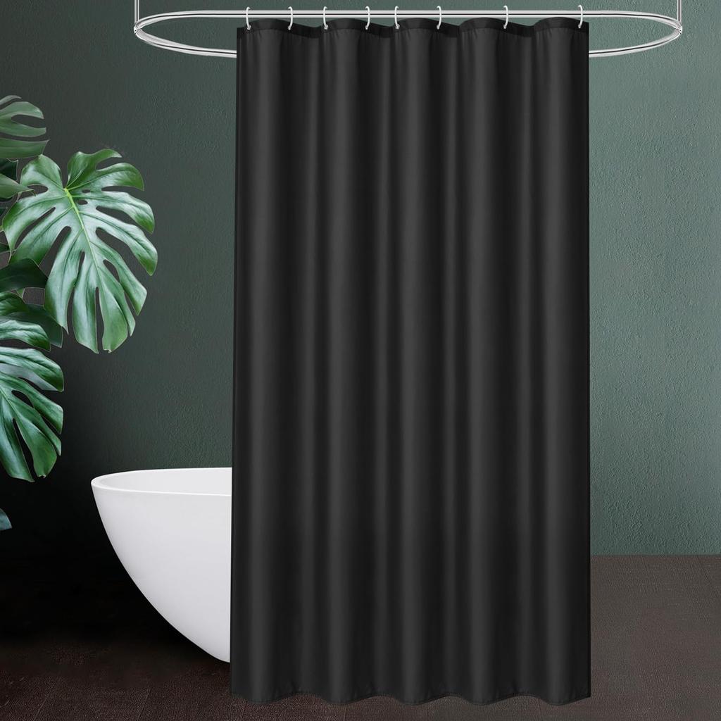 Waterproof Polyester Shower Curtain Soft Touch Machine Washable Weighted Bottom Reinforced Top Hem