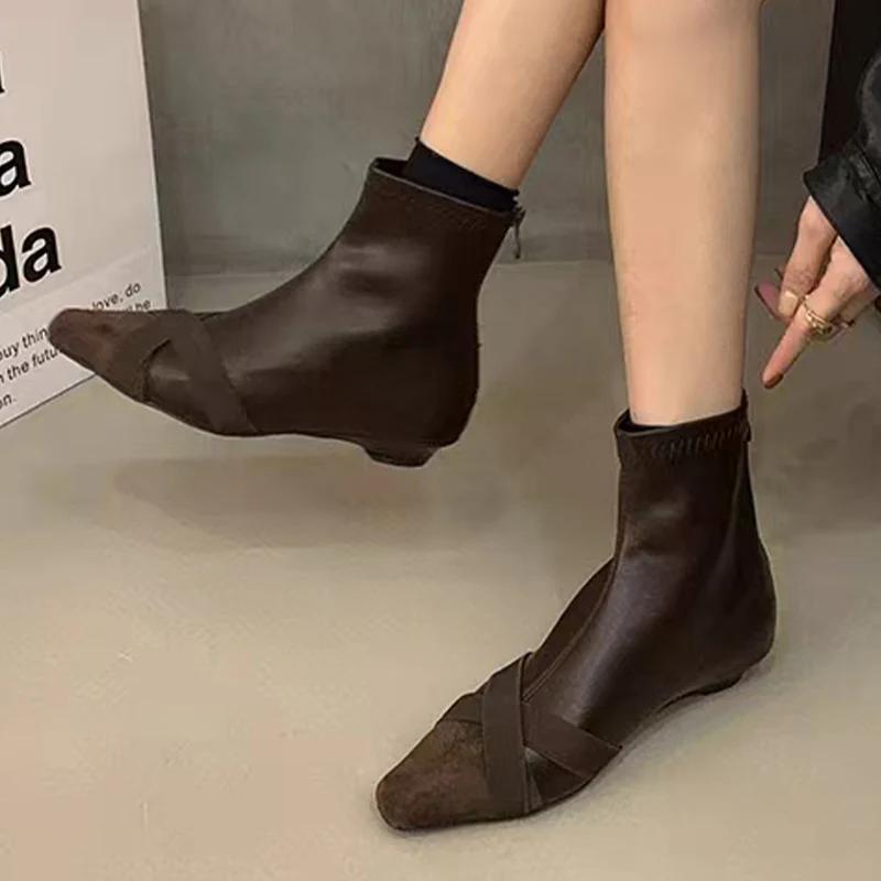 

Остроносые женские ботильоны, сексуальные кожаные туфли на среднем каблуке, зимняя новинка бренда 2025 года, модные гладиаторские туфли Chelsea Botas De Mujer 35