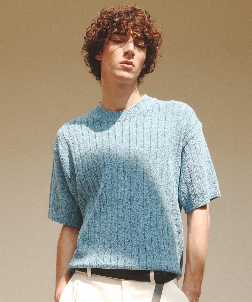 KNITTED Summer Boucle Round Knit Blue