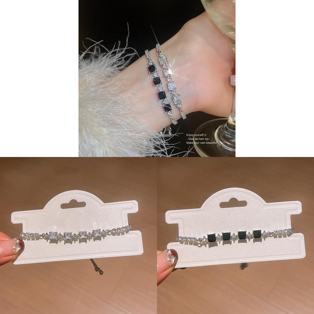 Geometric Zircon Square Adjustable Bracelet For Women With Elegant Jewelry Style