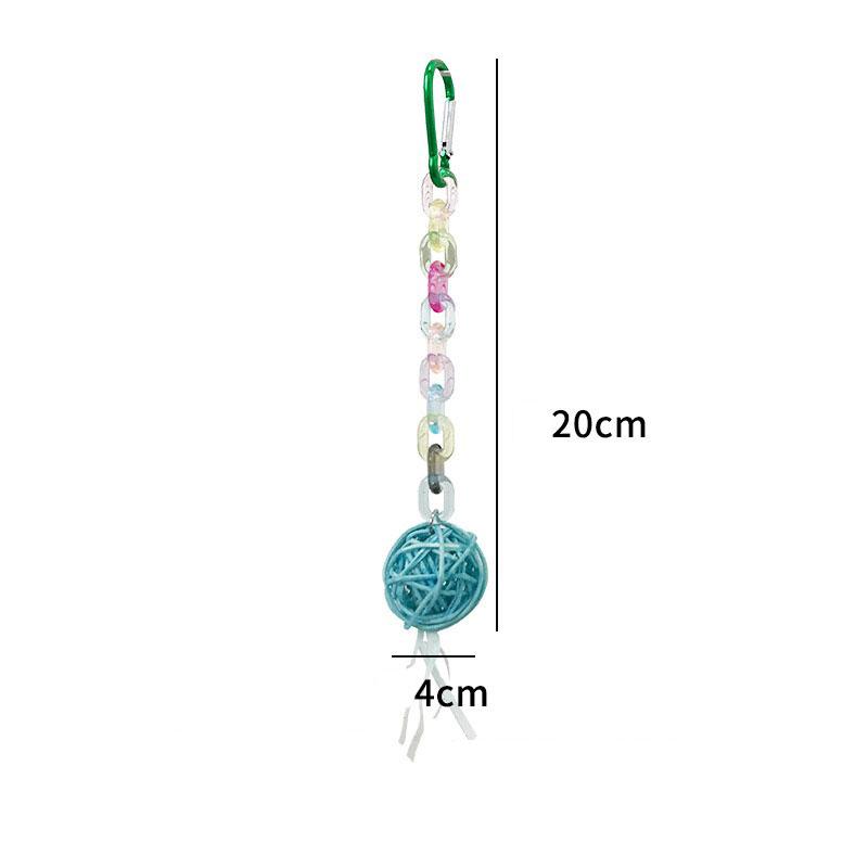 1PC Colorful Chewing Toy for Parrots -Hanging Rattan Ball & Beaded Swing for Budgies Cockatiels Bird Cage Decoration Fun