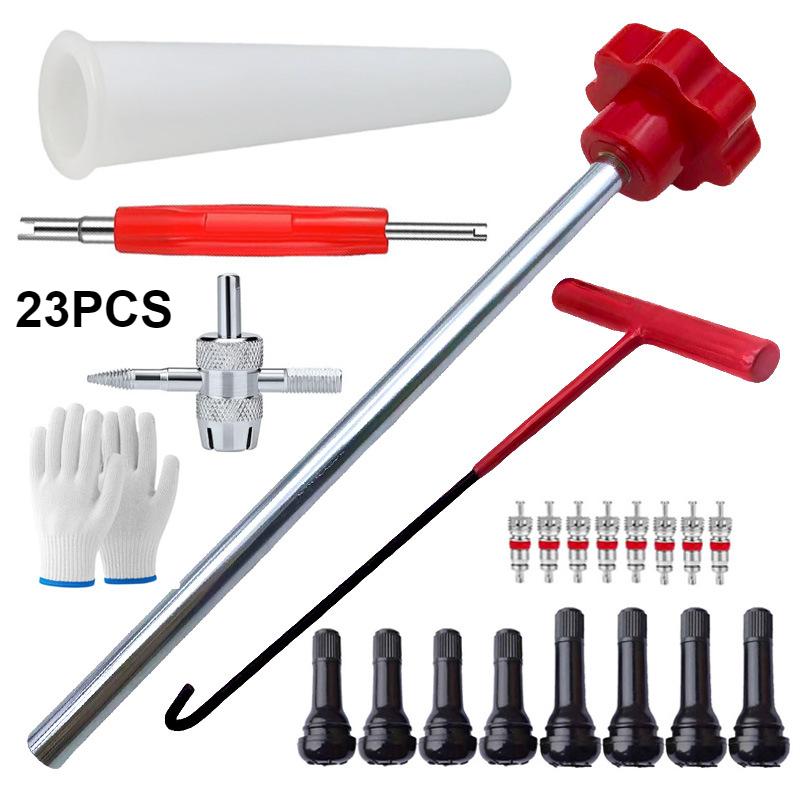 7/13/23Pc Valve Stem Tool Kit Metal Tire Installer Tool Car Puller Wheel Tire Remover T-Hook Replacement Motorcycle Accessories