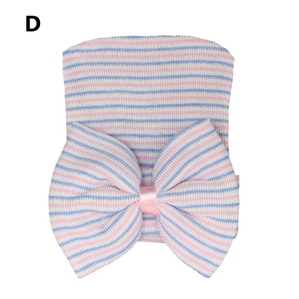 Newborn Hospital Hat Baby Hats Nursery Beanie Cap with Bow Cute Stripe Infant Hat Soft Turban Hats for Baby Girls