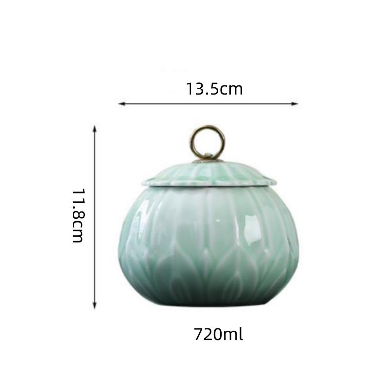 BRCeramic Tea Jar Sealed Storage Jar Chinese-style Retro Storage Can Tank Porcelain Pot Tea Box Organizer Canister Tin CanEY