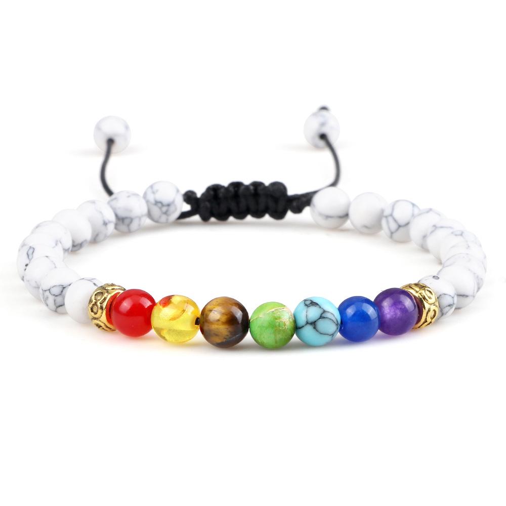 Multicolor Volcanic Lava Stone and Turquoise Tiger Eye Bead Yoga Bracelet