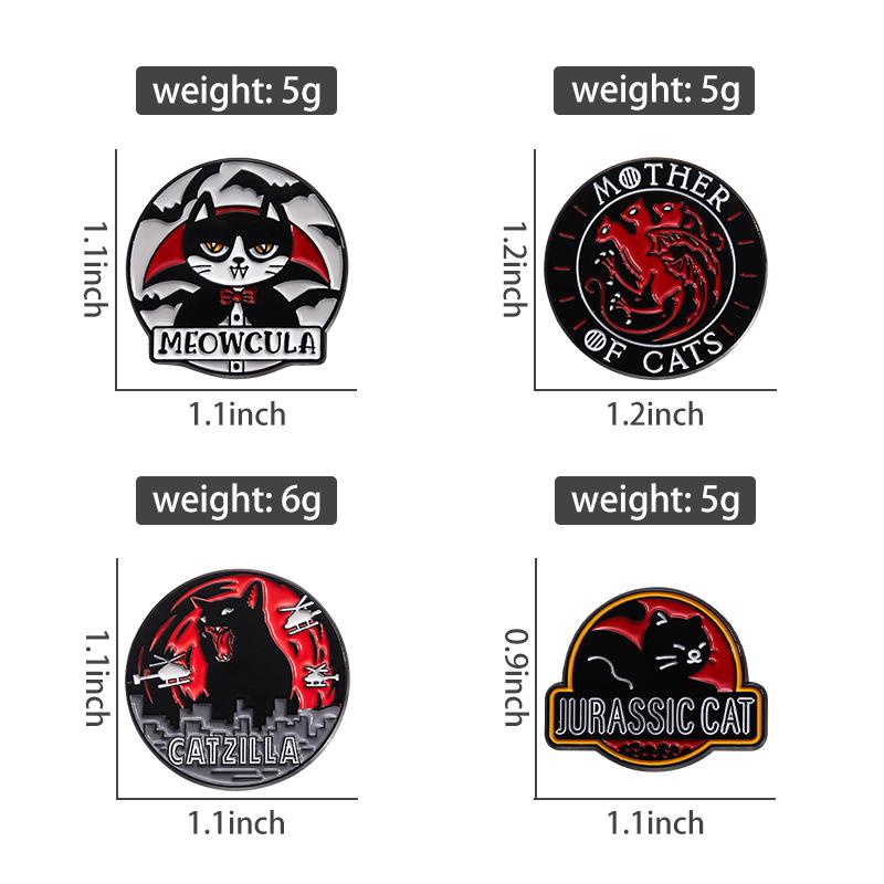 Black Big Cat Enamel Pins Custom MOTHER OF CATS Brooches Lapel Badges Gothic Animal Jewelry Gift for Kids Friends