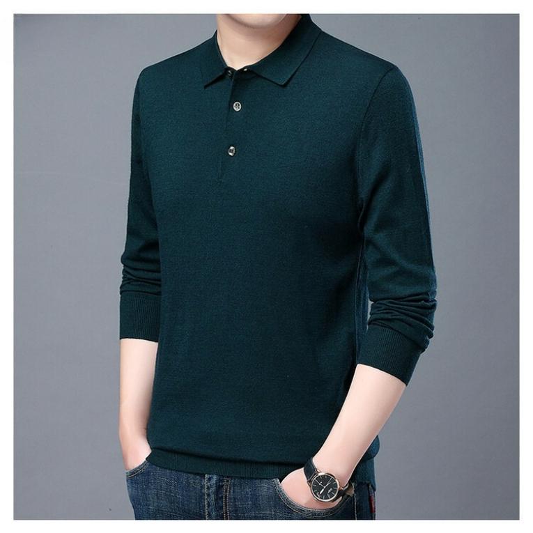 Herbst- und Winterstrickwaren Hemden Herrenmode Einfarbig Revers Unterzieh-Herren Langarm-Tops Pullover Herren