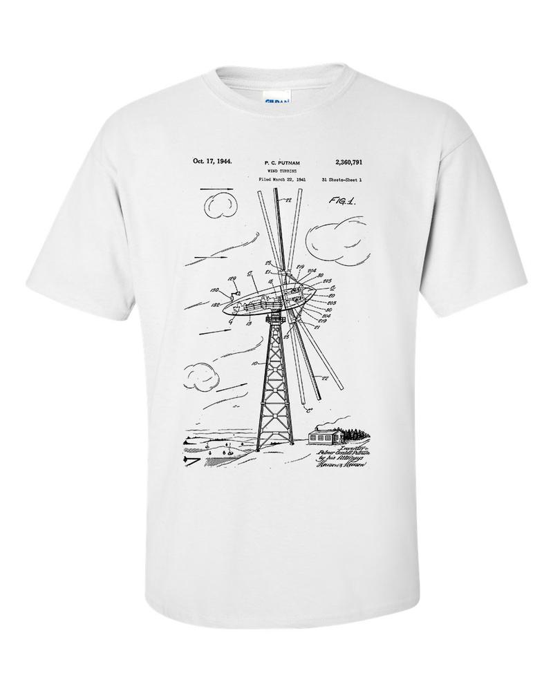 Wind Turbine Patent Blueprint renewable energy TShirt 2XL