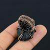 Natural Abalone Shell Gemstone Handmade Copper Wire Wrap Ring Size 5.5 L2E42