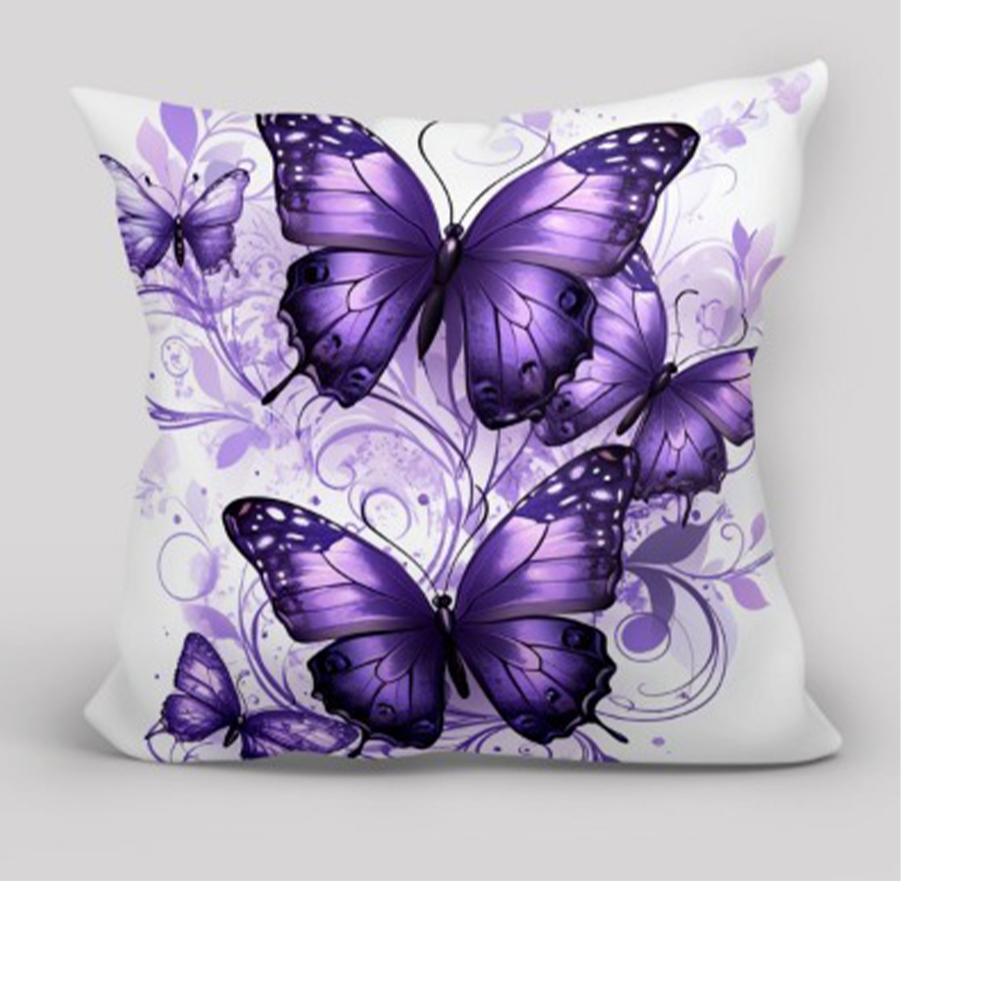 Purple Butterfly Fantasy PillowcasesLiving Room Sofa Cushion Cover, Soft and Comfortable, Bedroom Room Decoration