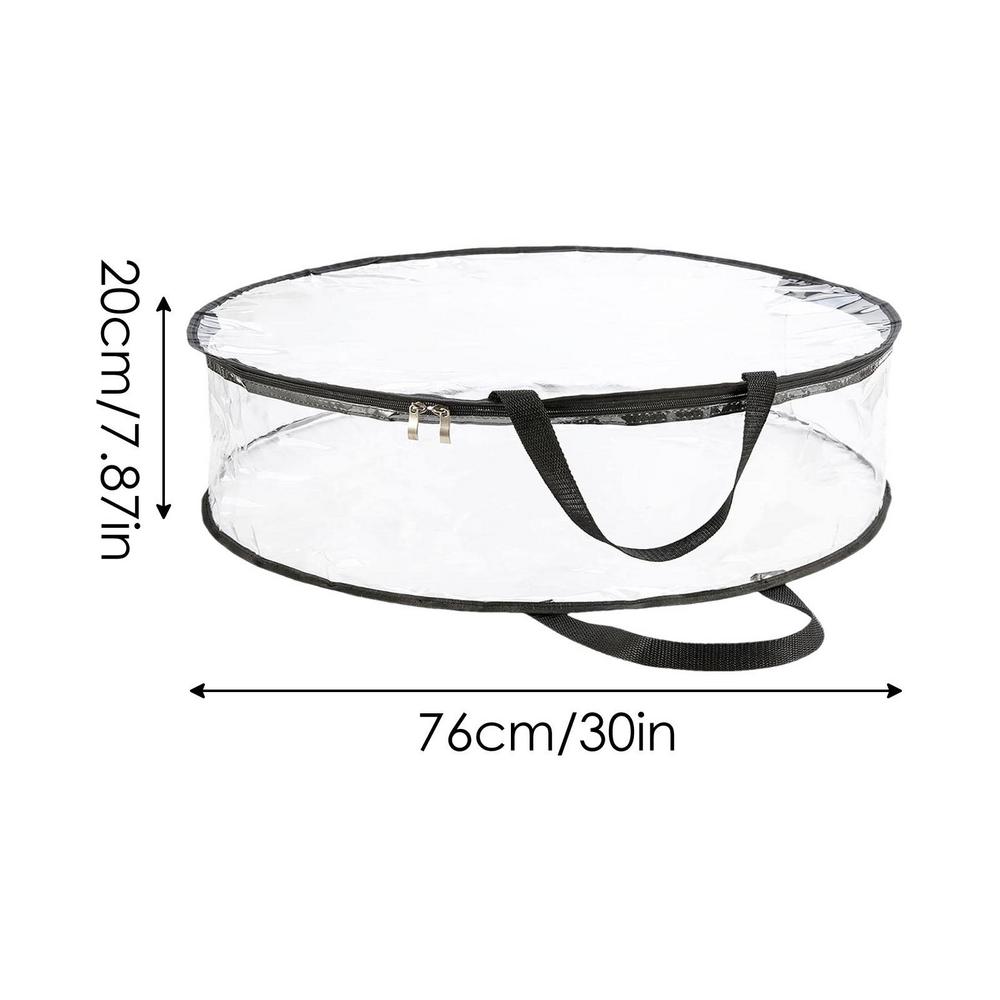 Christmas Wreath Storage Bag Clear Wreath Zippered Container Portable Christmas Wreath Storage Container Seasonal Wreath 61x20cm
