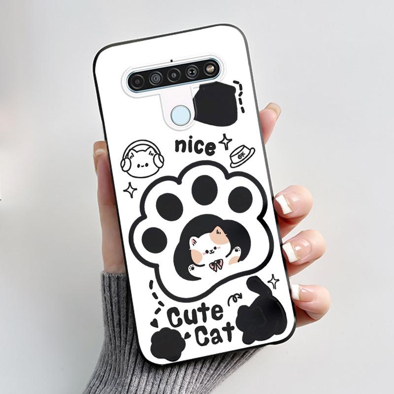 Cute Case For LG Q61 Capa For LG K61 Coque For LG Q70 Fundas Printing Shell Protective Cover Soft Silicone Cartoon Black Casing