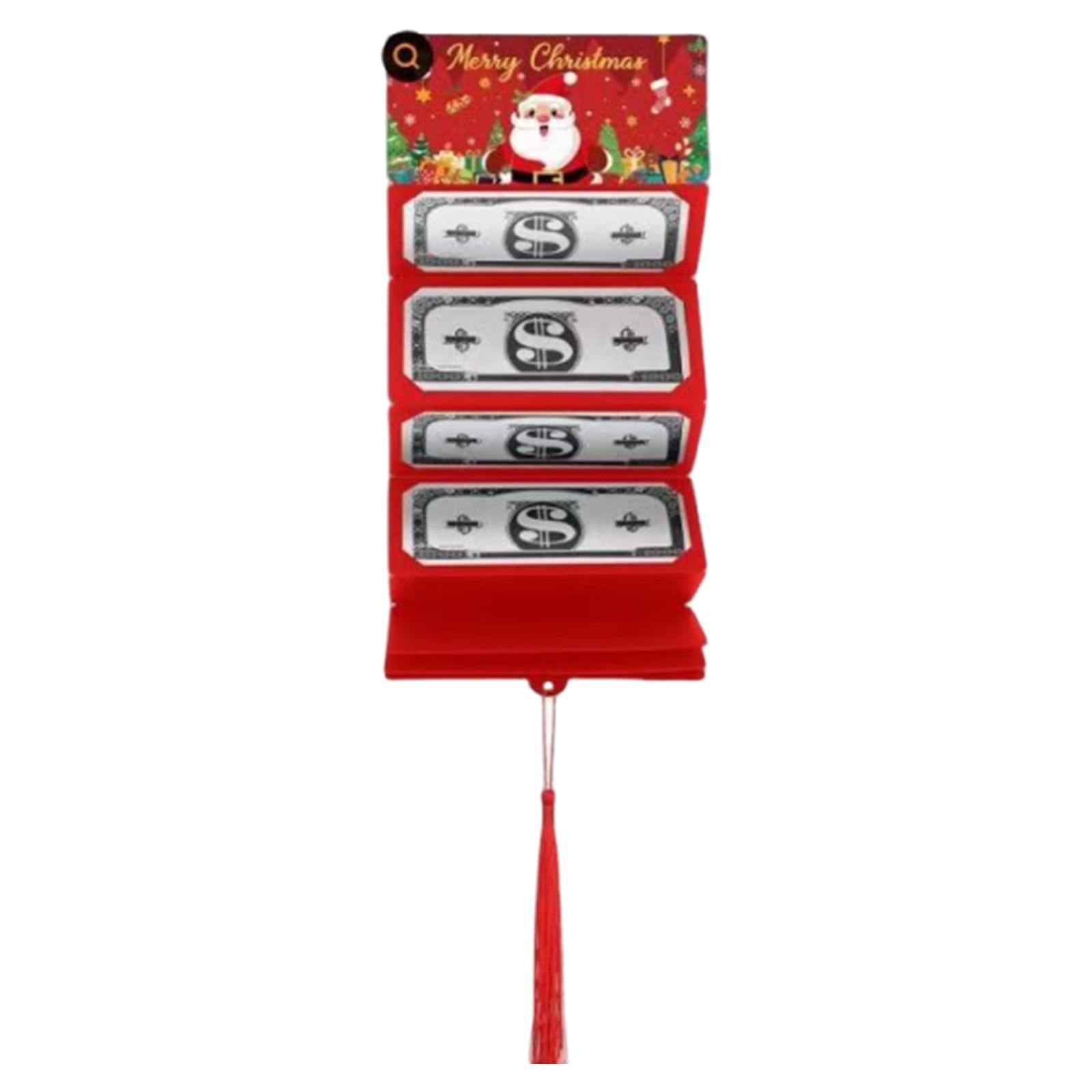 

Christmas Gift Envelope Multi-Purpose Santa Claus 3D Money Clip Folding Greeting Card Envelope for New Year Thanksgiving Gift красный