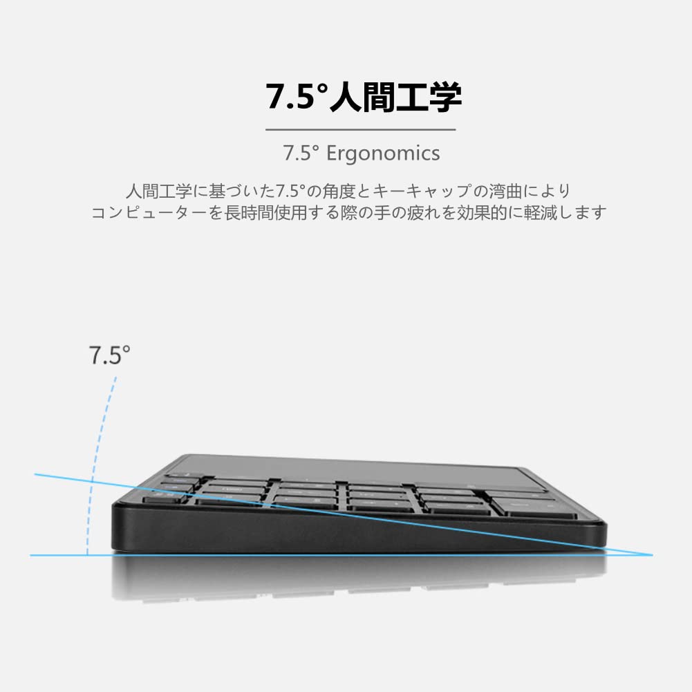 2.4G Wireless Numeric Keypad with Touchpad, 22-Key Portable Bluetooth Numeric Keypad, USB-C Rechargeable for Financial Accounting (Black)