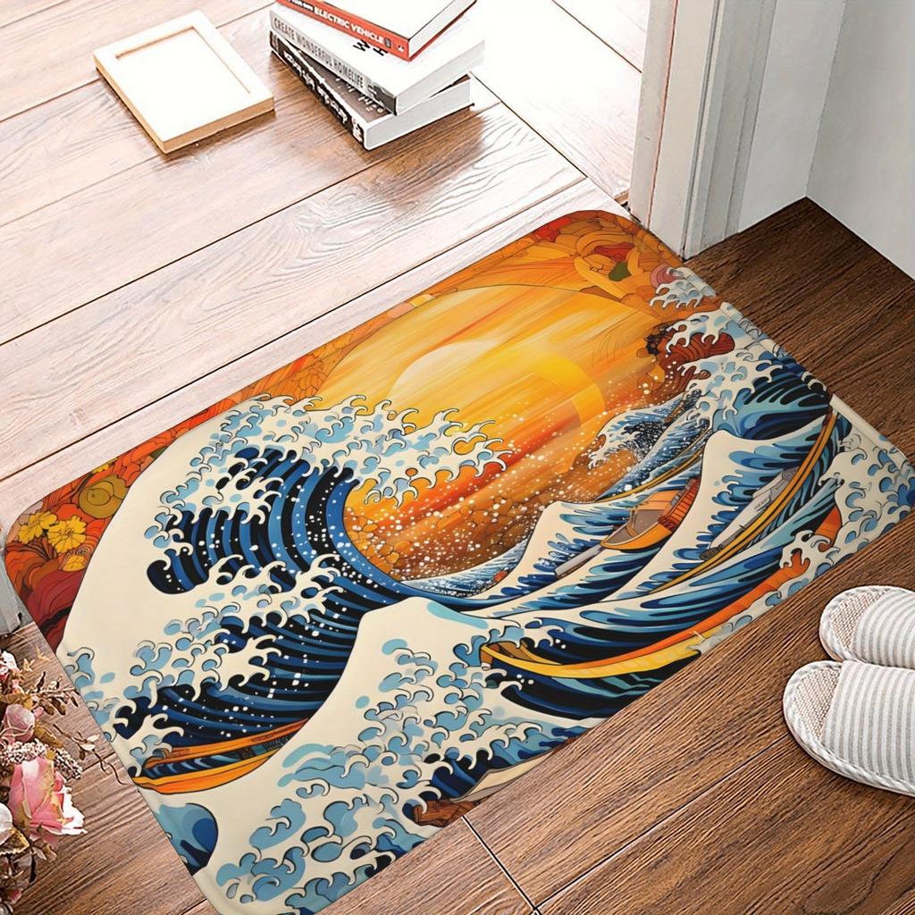 1 Stück Wolf Küchenteppich Rutschfeste Fußmatten Pop-Design Badezimmerteppich Badematte Teppich für Zuhause Spüle Wäsche Dekor