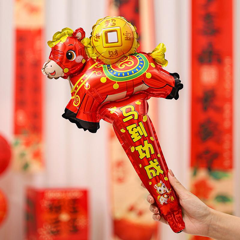 10Pcs 2026 Year Of The Horse Balloon Hair Cards Headwear New Year Party Hair Accessories Cross Year Celebration Decor Supplies