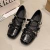 Fashion New Cross Buckle Strap Women Mary Jane Shoes Fashion Butterfly-knot Internal Elevation Shoes Ladies Concise College Style Shoes