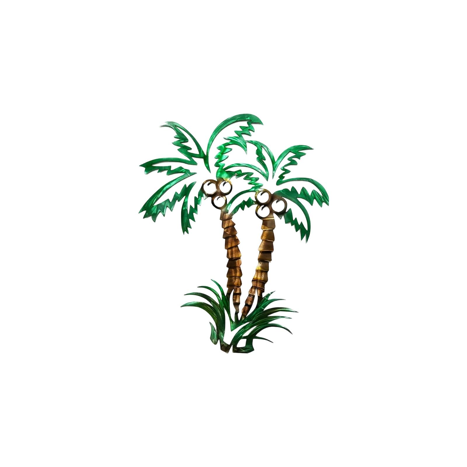 

Metal Wall Art Palm Tree Silhouette Rustic Iron Craft Sculpture Indoor Outdoor Decorative Hanging Ornament KY A30 зелёный