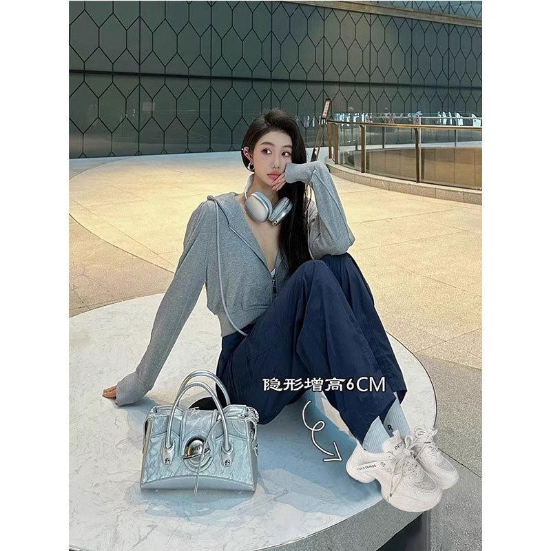 Leather Dad Shoes Children's Spring and Summer New Mesh Breathable Thick Sole Heightening Lightweight Casual Sports Shoes