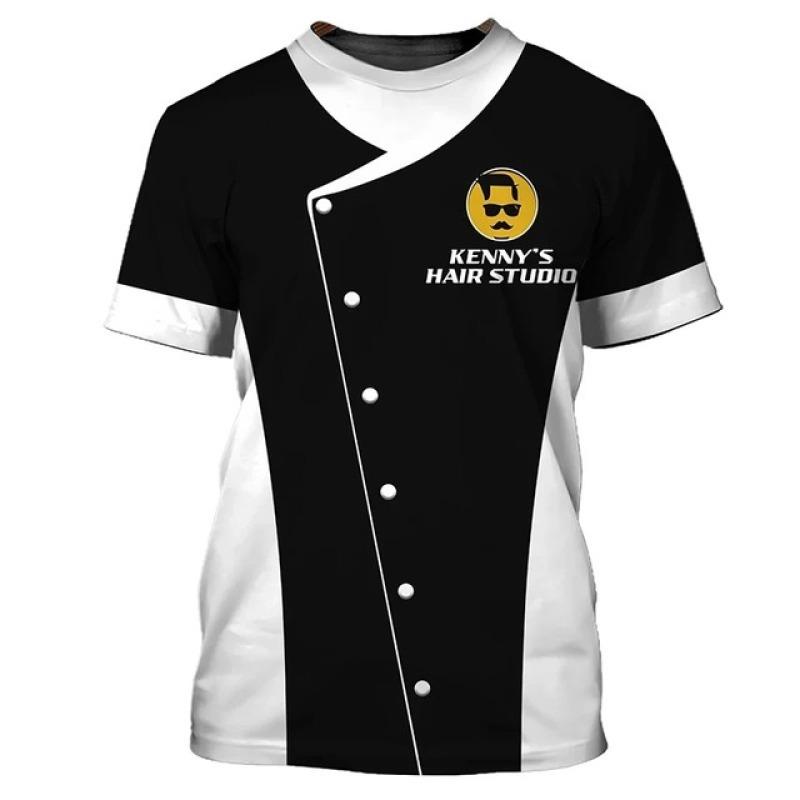 Tricou bărbătesc pentru bărbați tunsoare cu instrumente imprimeu Vară pentru bărbați cu mâneci scurte la modă Top decolteu oversize Îmbrăcăminte pentru bărbați Bluză Camisa