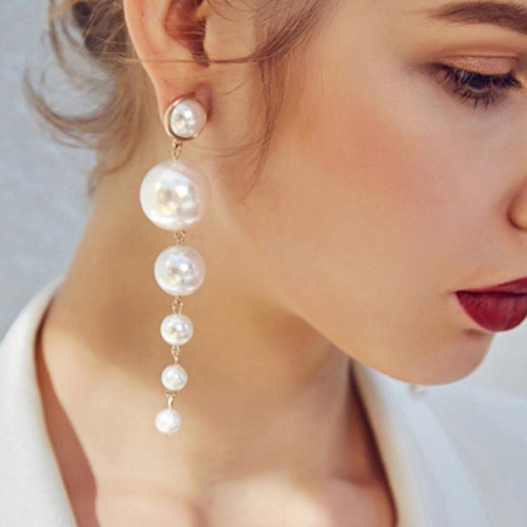 Elegant Long Pearl Earrings With Gradient Design Chic And Stylish Accessories