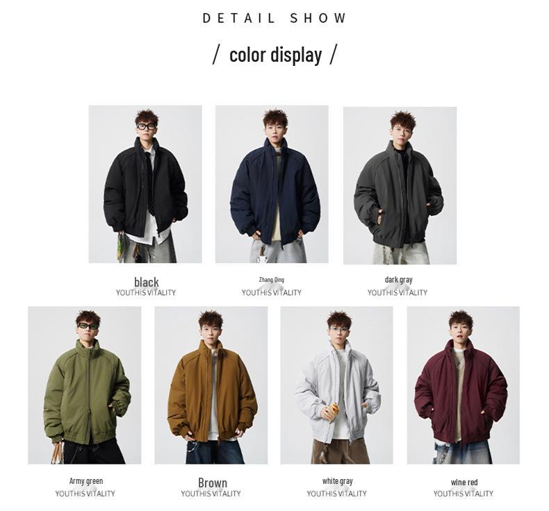 Hot Trendy Men's Winter Cotton Stand Collar Jacket - Casual Loose Fit Warm Outerwear for Couples