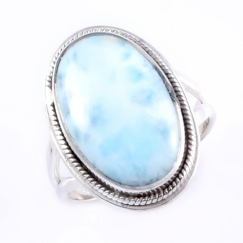 Natural Republic Larimar Gemstone Handmade 925 Sterling Silver Ring S.6" Q0w28