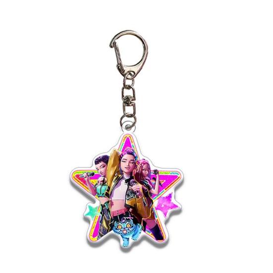 Demon Hunters Figures Keychains Cartoon Anime Keyring Pendant Cute Car Bags Key Holder Kawaii Mobile Phone Backpack Hanging Charm