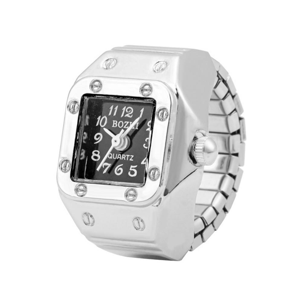 Ring Watch, Quartz Watch, Metal Watch, Rhinestone, Elastic Strap.