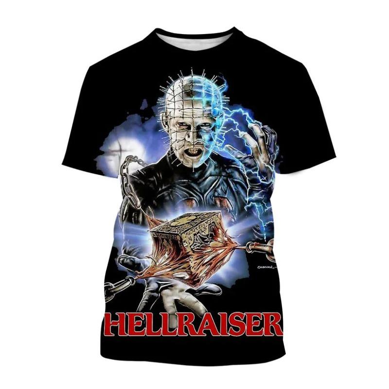 Hellraiser Horror Movie 3D Print T-Shirts Men Women Short Sleeve T Shirt Punk Street Style Harajuku Y2k Tops Tees Kids Clothing
