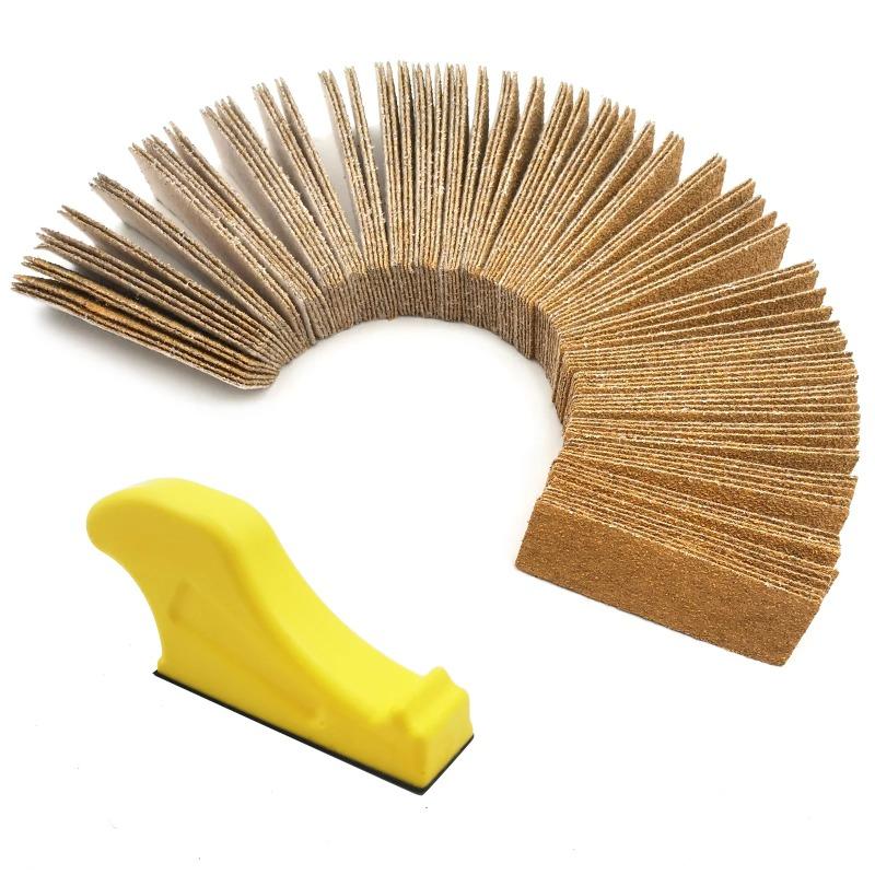 

Micro Sanding Tools Hand Sanding Block and 120 PCS Sandpaper Sheets Wood Woodworking Small Detail Finishing Sander 240grit